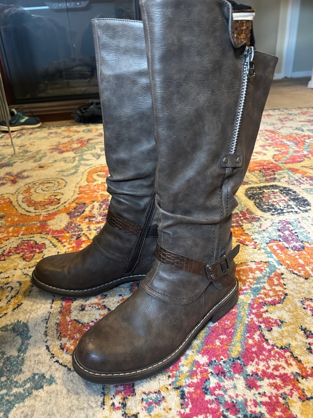 Women's Tall Brown Zip-Accent Riding Boots
